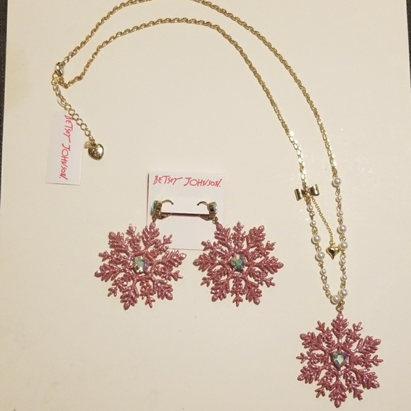 Betsey Johnson Jewelry - GONE: NWT Betsey Johnson Pink Snowflake set